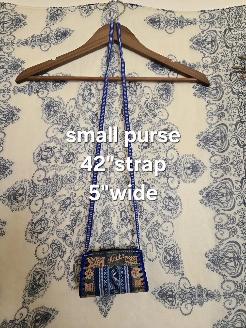 4/$15 Coastal Cowgirl Boho Bag Blue Woven Crossbody Bag Small 5
